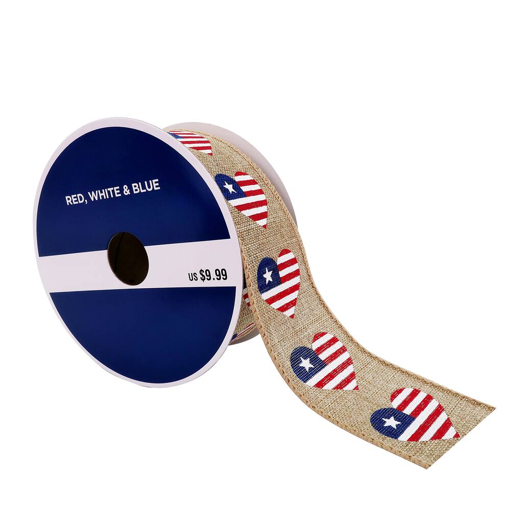 Wired Ribbon Independence Day Red Ribbon 2.5 Wide X 10 Yards Love Ribbon Gift Wrap Ribbon Wreath Ribbon Central Coast Charms
